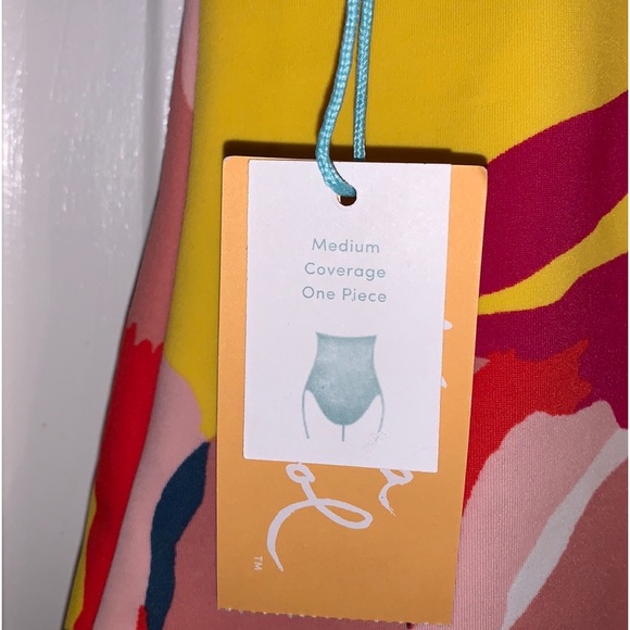 Kona Sol One Piece Swimsuit lined bathing suit, in Yellow Red Blue Pink & White - Picture 4 of 10